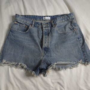 Zara Denim Blue Jean Distressed Plus Size Shorts Size 14